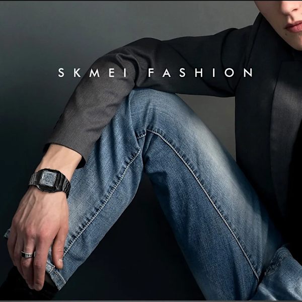 SKMEI 1381 Herr Analog Digital Klocka Armbandsur 2 Tids 5 Alarm 3ATM Vattentålig Rostfritt Stål Band Bakgrundsbelysning Multifunktionella Klockor