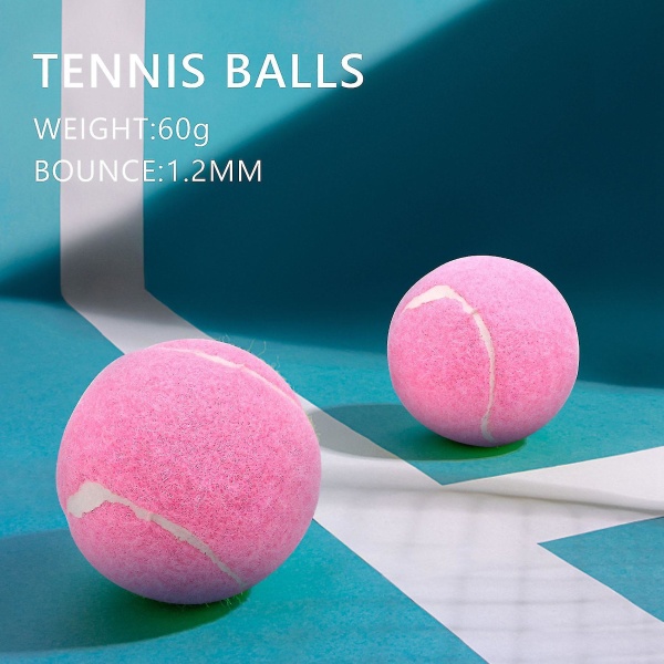6 stk Pakke Rosa tennisballer Slitasjebestandige elastiske treningsballer 66mm Dame Nybegynnere Practice Te（Rosa）