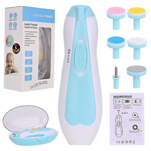 Elektrisk nagelfil för baby utan vassa klor, 6 i 1 säkerhetsskärare trimmer clipper