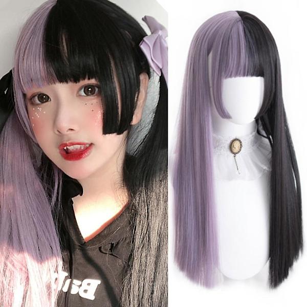 Houyan pitkä suora hius synteettinen peruukki tyttö vaaleanpunainen valkoinen gradientti otsatukka cosplay Lolita juhla lämmönkestävä peruukit (Ombre)