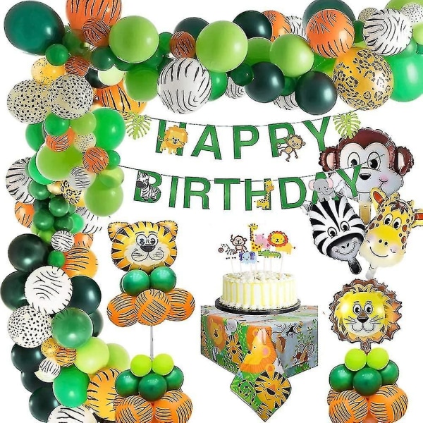 Viidakkokoristelu Syntymäpäivä Safari Sisustus Syntymäpäiväbanner Hyvää syntymäpäivää