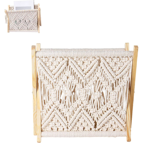 Boho-hylla | Fällbar Macrame Dekorativ Bokhylla Golvstativ | Stående Golvkorgar För Förvaring Av Böcker, Post, Fjärrkontroll Och Barnkammare, Hem, Sovrum D
