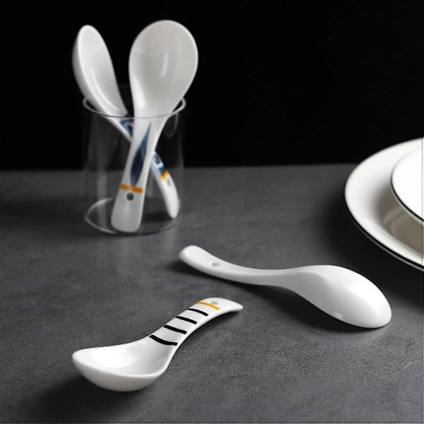 Keramiska Asiatiska Soppslev Set om 4 Japanska Ramen Soppslev Porslin (Japansk stil)