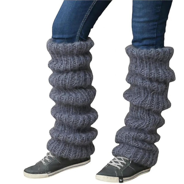 Kvinder Y2k Ben Slouch Sokker Wrap Warmers Vintage strikket lange ben Støvlestrømper Løse sokker（Grå）