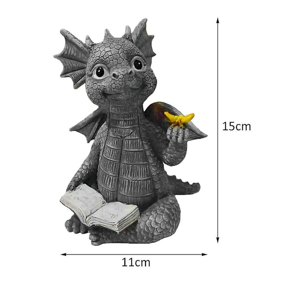 Trädgårdsdrake staty utomhus, rolig sjungande baby drake figur med solcellslampor, dinosaurie gargoyle skulptur, uteplats gård gräsmatta dekor, Thanksgiving C