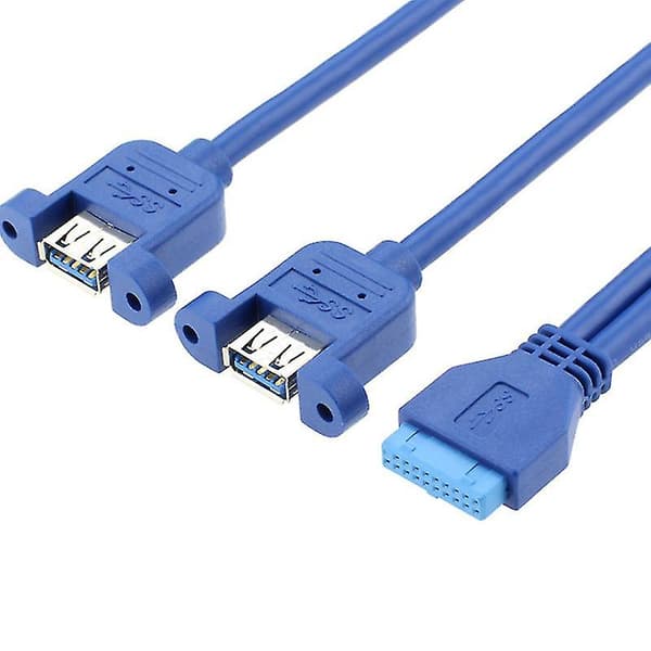 Usb 3.0 Dubbla Portar Honmontering Typ Till Moderkort 20pin Header Kabel Blå 30cm 50cm（0.5M）