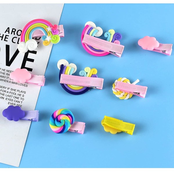 WABJTAM 9 stk. Baby Girl Cloud Lollipop Rainbow Hårklemme Sæt Piger Børn Princess Hårklemmer