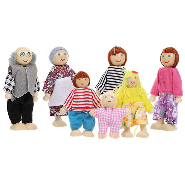 Miniatyrleksaker Minihus Dekoration Familj Ornament Rollspel Leksak Poserbar Dockfamilj