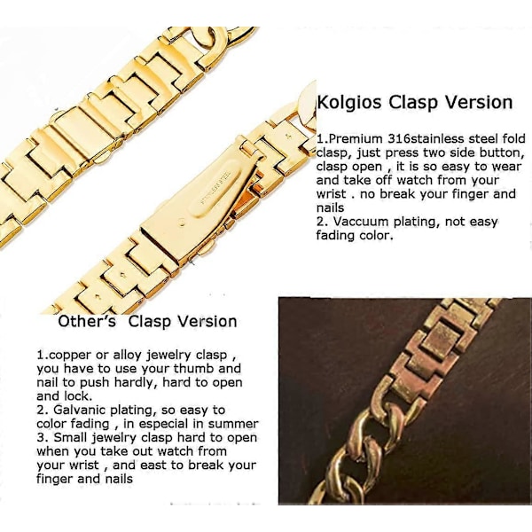 38/40/41mm Guld Kvinna Cool Chain Hållbar Metall Armbandsur Band Kompatibel med Apple Watch Band Serie 7/6/SE/5/4/3 Flickans Justerbar Ersättningsarmband