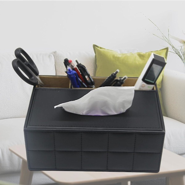 Rektangulär Servettbox, modern Servettförvaringslåda, multifunktionell Tabletthållare med 3 fack Lämplig för kontor/hem/hotell