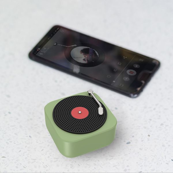 Bluetooth-högtalare trådlös bärbar USB-laddning skivspelare form nostalgisk