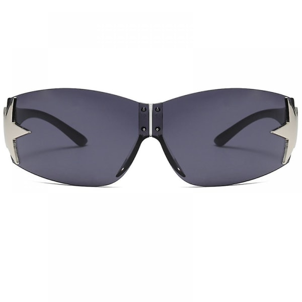 Y2K-solbriller for kvinner,Rinless Shield Wrap Around Solbriller 2000S Trendy Oversized Fashion Y2K-briller Shades_WJNIV