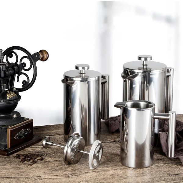 350 ml dubbelväggig rostfri stål fransk press kaffebryggare med rostfritt stålfilter, kaffekanna isolerad kaffekanna pressfilterkanna kaffepress