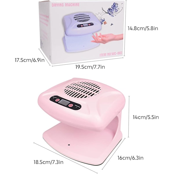 Luftnageltork med automatisk sensor, 300W timer luftnagelfläkt, varm & kall vindblåsare för vanligt nagellack, hem och salong