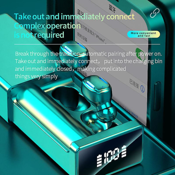 A22 Bluetooth-hörlurar för utomhussporter Trådlöst headset 5.2 med öronsnäckor Touch Control-hörlurar Display Power Bin-laddare - Snngv（Rosa）