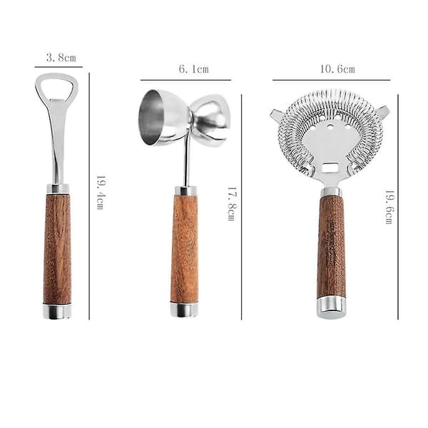 3 stk. Cocktailshaker Bar Sæt Shaker Barware Sæt_Aleko