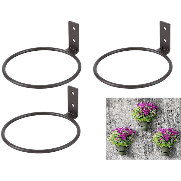 Väggmonterad blomkrukehållare, väggmonterad blomkrukehållare ring växtupphängare för utomhus/inomhus heminredning