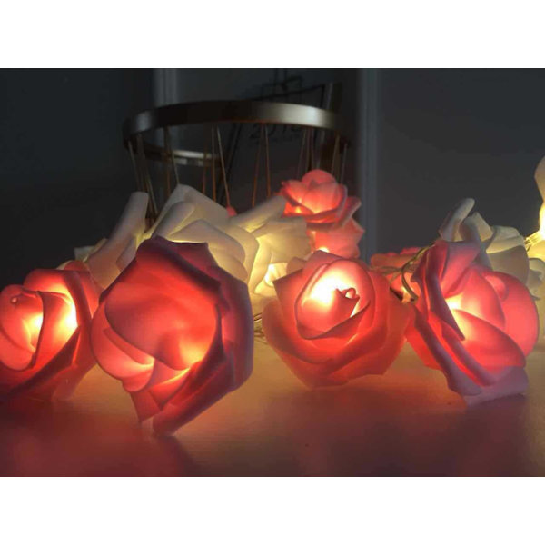 3M 20 LED Rosblomster ljusslinga Fe Dekoration för bröllop, jul, fest och trädgård