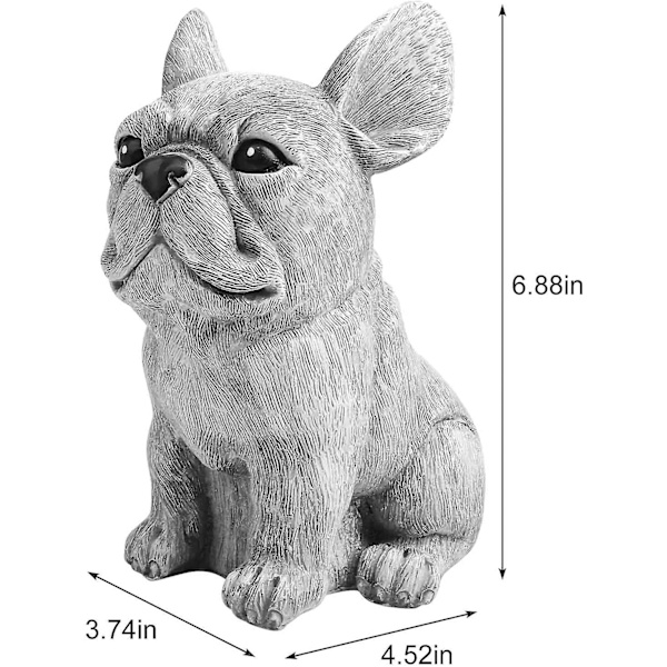 Trädgårdsfigur Fransk Bulldog, Resin Hundestatue, Valp Trädgårdsskulptur, 17 cm Djur Hem Staty Ornament För Patio Gräsmatta Hem Trädgård Dekoration