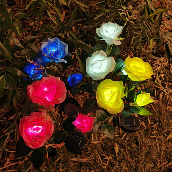 3 solar rose LED-lampor utomhus gräsmatta trädgård