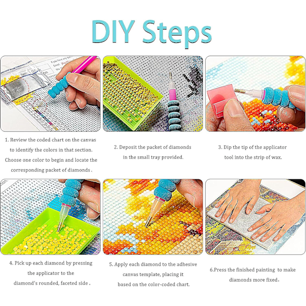 6-pack Diamantmålningskit - Kit för vuxna, barn, nybörjare, DIY Fjäril Kolibri Blommor Diamantmålningspaket Hem Väggdekor 30x40cm