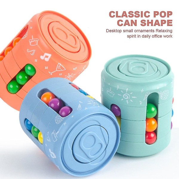 Roterande Magic Beans Cube Antistress Can Pussel Vuxen Dekompressionsleksaker för barn Barn Finger Fidget Spinner Sensorisk leksak（Blå）