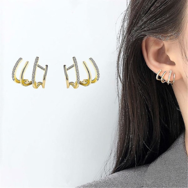 Stud örhängen glänsande fyra klor örhängen presenter för kvinnor
