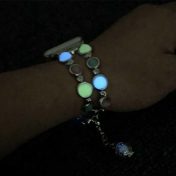 Kompatibel med Watch Band 38 Night Luminous Pearl iWatch Armband med rostfritt stålspänne Kompatibel med Series 5/4/3/2/1 (Silver)