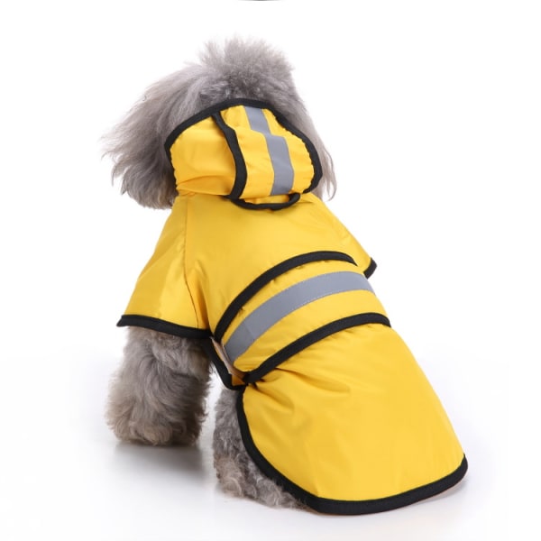 Reflekterande regnkappa för hund med huva|Justerbar |Gul M