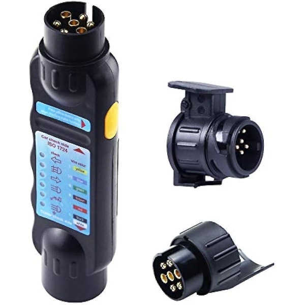 Tilhenger Tester 7 Pin 12v Tilhenger Plugg Socket Tilhenger Lys Krets Tester Bil Motstand Tilhenger Plugg Kontakt Opptaker Ledninger Diagnostisk Verktøy Svart