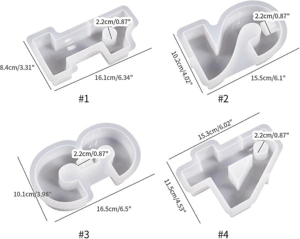 Nummerform, DIY Silikonform, 3D Handgjorda Ljusstakeformar, Gipsform, Ljusstakeform - Nummer 4