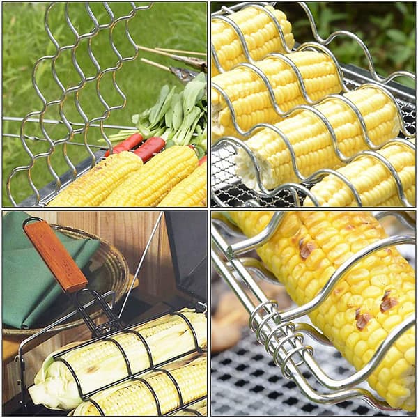 1 st Portabel BBQ-ställ i Rostfritt Stål, Vikbart Grillgaller
