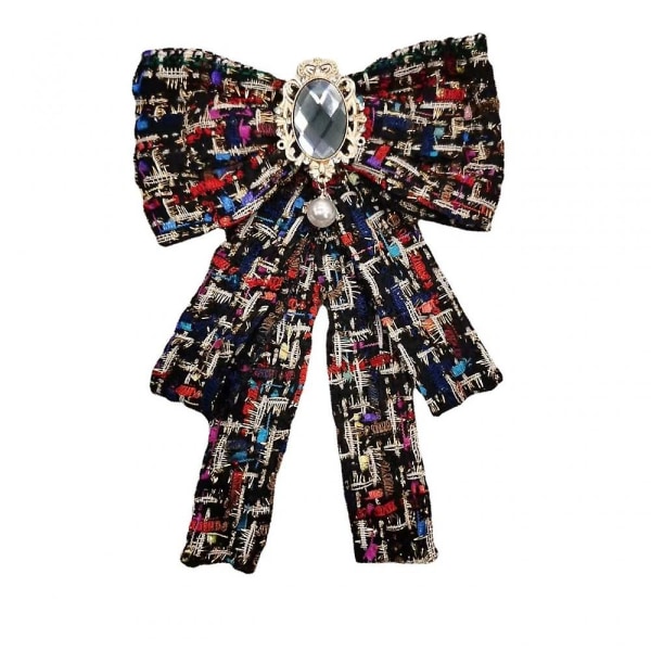 Kvinders præ-bundne sløjfe elegant båndbroche perle rhinsten hals bindestift til damer piger jakkesæt skjortenåle