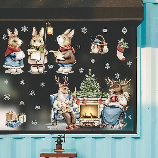 1 stk Julevægklistermærke, Rensdyrkanin Jul DIY Wall Sticker Aftagelig