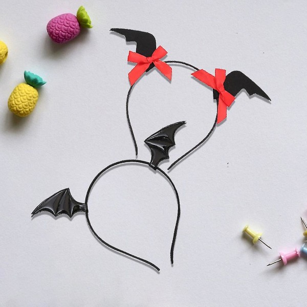 Bat Devil Wing-hårbøjle Bat-hårclips Halskædesæt Halloween-dekorationer（I）