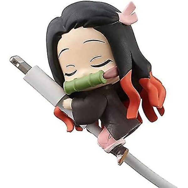 6 kpl Demon Slayer -puremakabelin suojapäällyste - Luova söpö anime-laturi lemmikkisuojelukaverit (yhteensopiva vain Iphone-johtojen kanssa). Kupin reunahahmo, lahja Fo