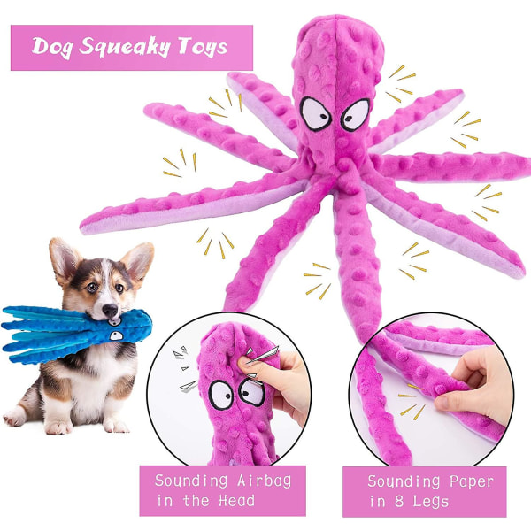 Kolmen pakkauksen koiran vinkuvat mustekalalelut – ei täytettävää pehmolelua, jossa on kuuloista ryppypaperia ja squeaker sisällä lemmikin pentu koiran purulelut interaktiiviseen harjoitteluun