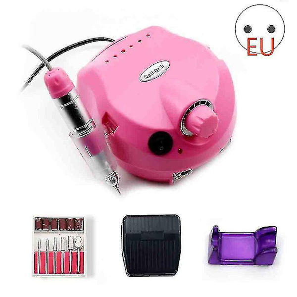 1 sarja ammattimaisia manikyyrityökaluja, manikyyri kynsien hiomakone kiillotustyökalu kynsien hiomakone（EU-PISTOKE，pink）