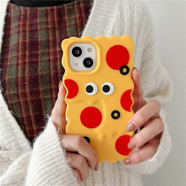 Ultra Tjockt Mjukt Silikonfodral med för Apple 3D Cartoon Färg Söt Söta Roliga Bedårande Kawaii Barn Flickor Pojkar (Gul Pizza, för iPhone 13)