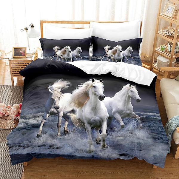 3D Digitaltryck Djur Häst Student Quilt Cover Sängkläder Tredelad Set DWM6 180*200cm -ZHENV（180*200cm）
