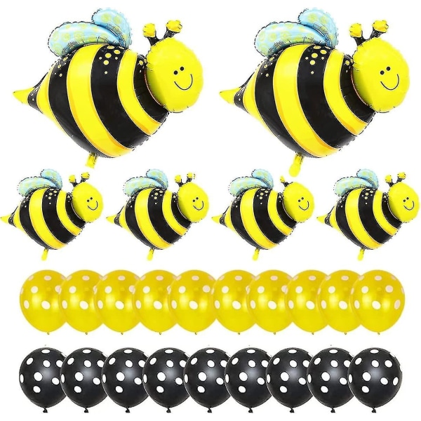 26-delat set Bee Ballong Gul och Svart Bee Folie Mylar Ballonger För Baby Shower Bee Tema Fest Födelsedag Dekoration Tillbehör Fest Dekoration Arran