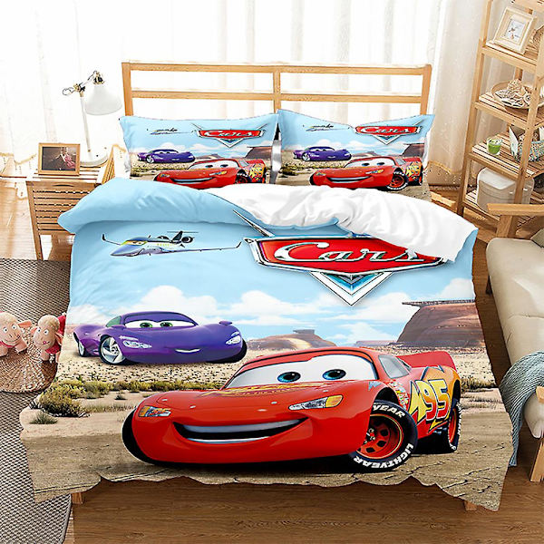 3D Digitaltryck Cartoon Bilar Quilt Cover Pillowcase Sängkläder Tredelad Set QCZ6 180*200cm -ZHENV（180*200cm）