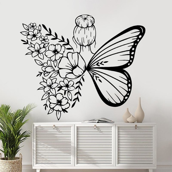 Flower Fairy Wall Murals Wall Decals with Butterflies Wall Stickers for Girls Kids Bedroom Birthday Party Favor