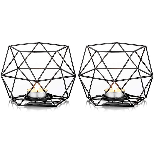 Ljusstake, Geometrisk Metall Ljusstake för Te-Ljus, Pelarljusstake Mittstycken