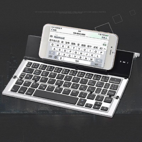 Bærbart mini trådløst Bluetooth-kompatibelt sammenleggbart tastatur Aluminiumslegering Sammenleggbart oppladbart reisekontor hjemmetastatur