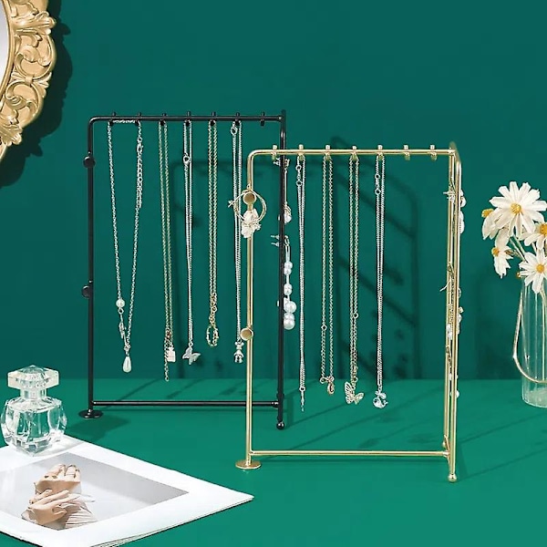 Halsband Örhänge Metall Smycken Display Stativ Guld Och Svart Ring Förvaring Organisatörer Rack Hållare Butiker Display Dekor