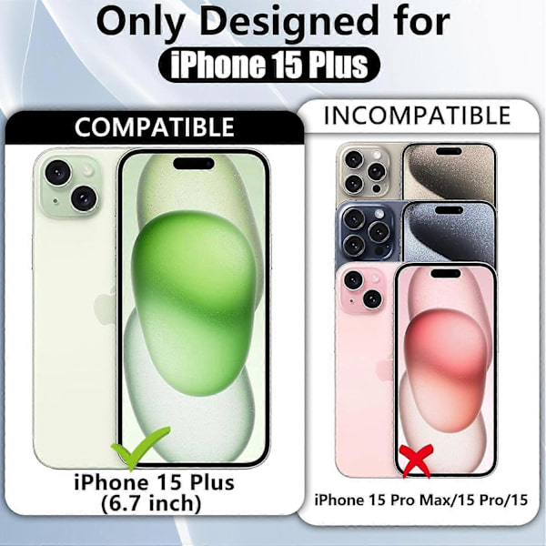 iPhone 15 Plus [MagSafe-kompatibel] Fullt Kameraskydd & Elektropläterade Förstärkta Hörnskydd Stötsäker Mjuk TPU Kant Bumper Case (Blå)