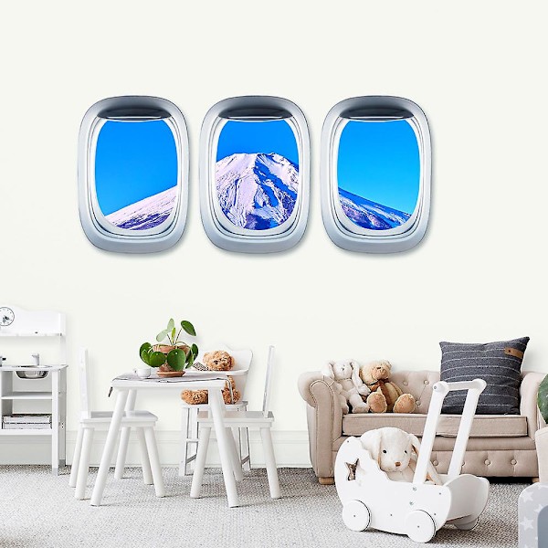 GHYT 3D Kunst Vegg Klistremerker Sky Cloud Fly Skyteppe Vindu Utsikt Veggklistremerker Hjem Innredning