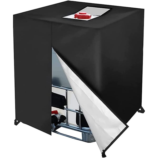 210D Vattentanksskydd för utomhusbruk för 1000L IBC Vattentanktillbehör (120*100*116cm, Svart)