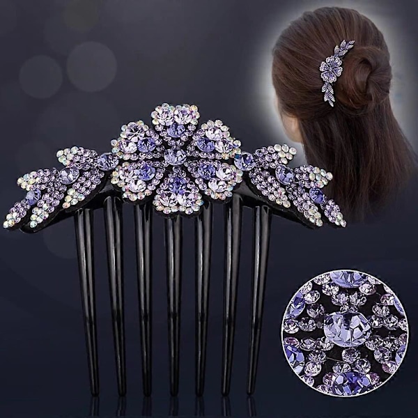 2 st Blomma Rhinestone Hårkammar för Kvinnor Hårspänne Sida Kam Huvudbonad Bröllop Bröllopshår Tillbehör (A)